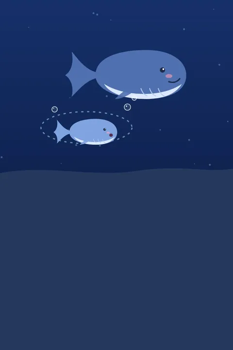 Ilustracja z opowiadania o wielorybku i kołysance oceanu